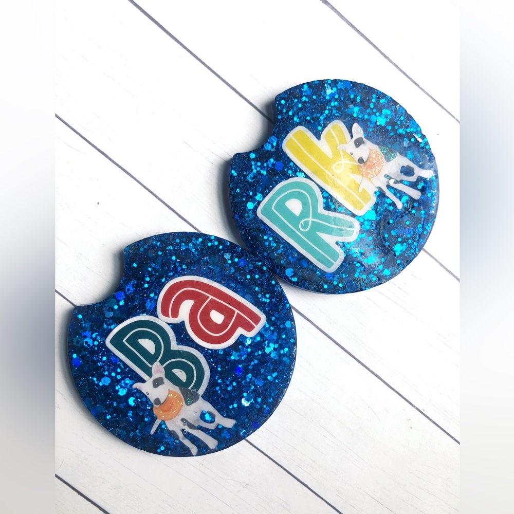 Bark Dogs Dog Mom Handmade Resin Car Coaster Set